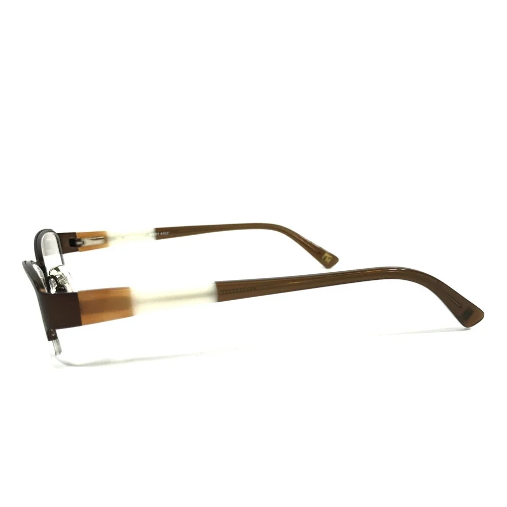 Marchon NYC Petite Eyeglasses Frames PLAZA 210 Brown White Half Rim 50-17-135